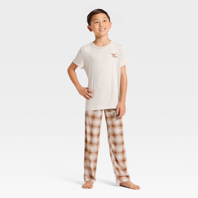 Boys' 3pc Dog Short Sleeve Pajama Set - Cat & Jack™ Beige/Brown XS