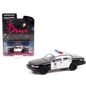 1992 Ford Crown Victoria Police Interceptor Black and White (LAPD) "Drive" (2011) Movie 1/64 Diecast Model Car by Greenlight - 1 of 3