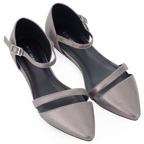 Mio Marino - Women's Formal Flat Dress Shoes - Mink Gray Metallic, Size ...