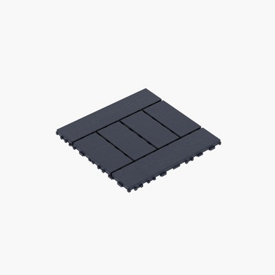 GlasFlength Carpet Tiles 44 Pack 12" Interlocking Deck Tiles, H Style, DIY Flooring for Patio Poolside Balcony Backyard, Gray, 12"*12"*0.8"