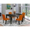 Coastal Cottage Kitchen Table Set - 5Pc Rectangle Table w/ Leaf & 4 Parsons Chairs - Black Legs - 2 of 4