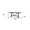 HomeRoots 94" Dark Brown Solid Wood Trestle Base Oval Dining Table - 3 of 4