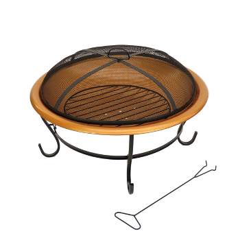29" Copper Fire Pit with Stand and Screen - National Tree Company