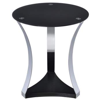 Round End Table Black Chrome - Acme Furniture