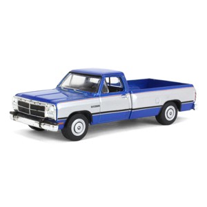 Greenlight Collectibles 1/64 Blue & Silver 1992 Dodge Ram 1st Generation Pickup Truck Outback Toys Exclusive 51384-C - 1 of 4
