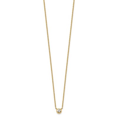 Chisel Stainless Steel Yellow IP-plated Glass Pendant on a Necklace 16" Cable Chain Necklace with a 2" Ext.