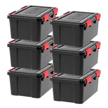 IRIS USA WeatherPro™ Bin Tote Organizing Container, Black/Red