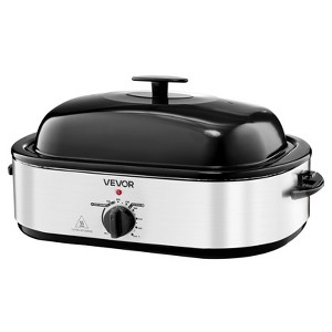 VEVOR Roaster Oven, 18QT Electric Roaster Oven, 150-450℉ Adjustable Temperature Electric Roasting Pan with Self-Basting Lid, Cool-Touch Handle,Silver - 1 of 4