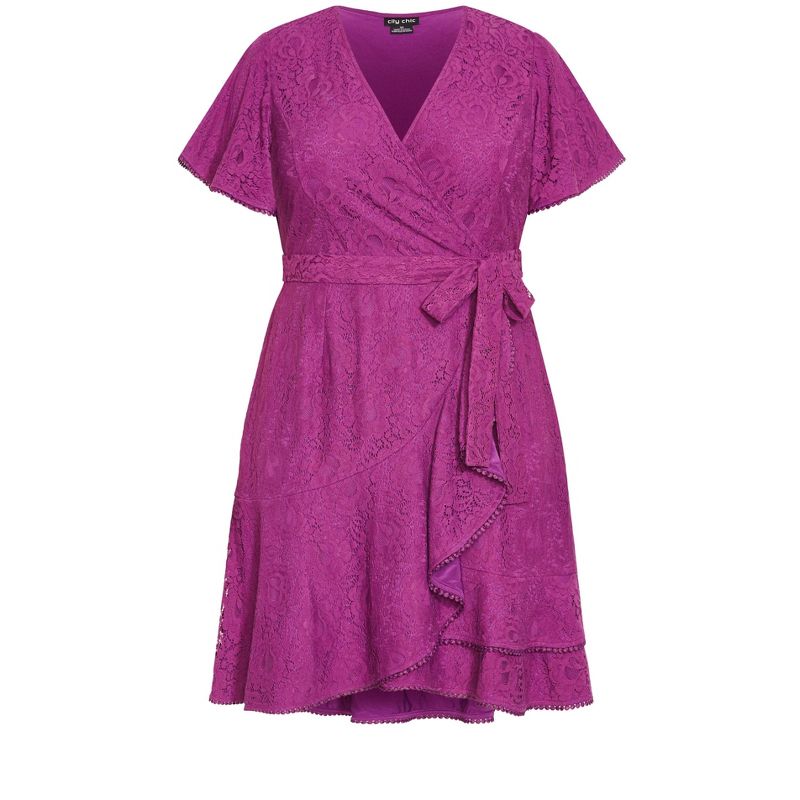 Women's Plus Size Sweet Love Lace Dress - magenta | CITY CHIC, 4 of 6