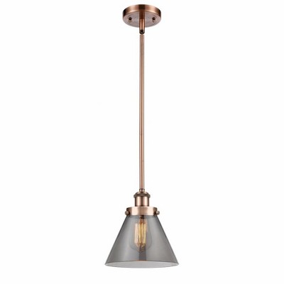 Cone - 1 Light Stem Hung Mini Pendant In Industrial Style-10 Inches Tall and 8 Inches Wide