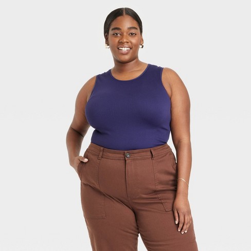 Women's Seamless Slim Fit Tank Top - A New Day™ Black XL