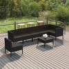 vidaXL 8-Piece Outdoor Lounge Set - Black Poly Rattan Patio Furniture Set with Cushions - Sturdy Powder-Coated Steel Frame - Versatile Modular Design - 2 of 4
