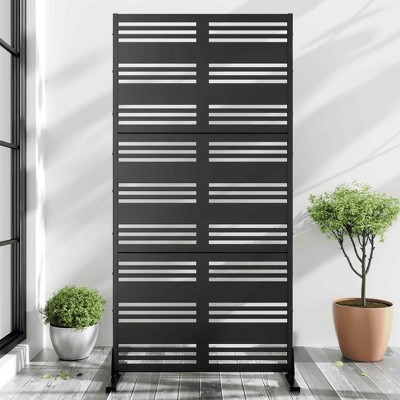 Lirago Metal Outdoor Privacy Screen Freestanding Patio Decorative Screens 72"x35" Black