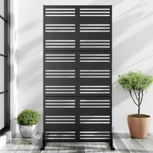 Lirago Metal Outdoor Privacy Screen Freestanding Patio Decorative Screens 72"x35" Black - 1 of 4