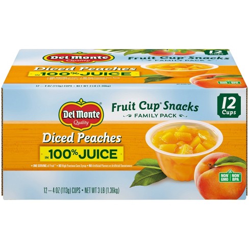 Premium Diced Peaches in Natural Juice 4.5 oz. Cups - 96/Case