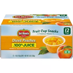 Del Monte Diced Peaches Fruit Cups  in 100% Juice - 12ct/4oz