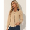Allegra K Women's Vintage Button Down Contrast Peter Pan Collar Office Work Blouse - 2 of 4
