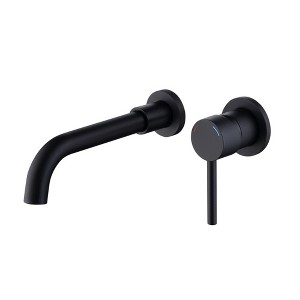 Gulches Matte Black Wall Mount Faucet, Single Handle, Brass Construction, 2 Holes, Bathroom Sink/Bathtub - 1 of 4
