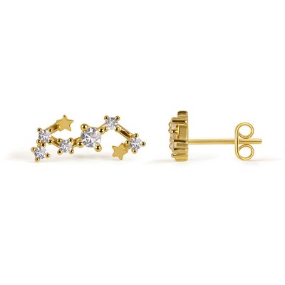 Molenia 18K Gold Plated 12 Constellation Personalized Earrings for Women, 925 Sterling Silver Zodiac Stud Earrings Horoscope Celestial Jewelry