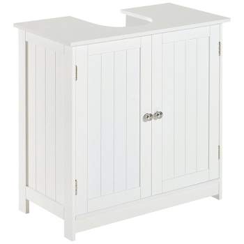 Dropship Kleankin Modern Under Sink Cabinet With 2 Doors, Pedestal Under Sink  Bathroom Cupboard, Bathroom Vanity Cabinet With Adjustable Shelves, Gray  And White to Sell Online at a Lower Price
