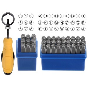 Unique Bargains Punch Press Imprint A-Z/0-8 Metal Stamping Kit with Assist Tool 1 Set Silver - 1 of 4