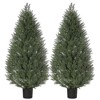5 Ft Artificial Topiary Trees Set of 2, Uv Resistant Faux Cedar Porch Tree with Decorative Grass, Potted Fake Evergreen Cypress Plants - 4 of 4