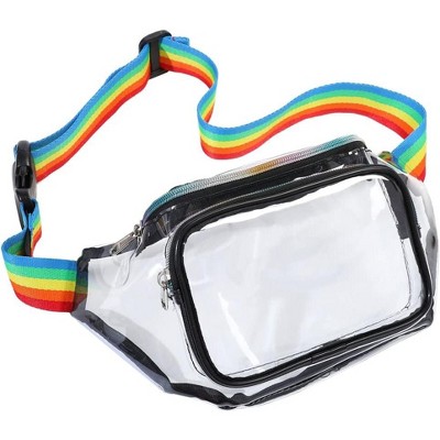 Hachikiko Clear Fanny Pack - Adjustable Rainbow Belt Bag for Women & Men, Transparent Waist Bag for Concerts, Travel, Beach, Events