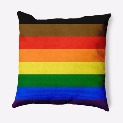 16"x16" Inclusive Pride Flag Square Throw Pillow Black/Brown/Red/Multi - e by design