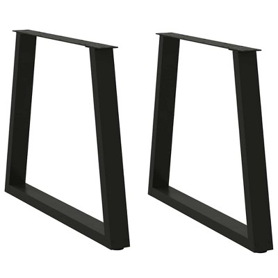 vidaXL Dining Table/Desk Legs - Black V-Shape Steel, Adjustable Height 27.6"x(28.3"-28.9") for Custom Furniture
