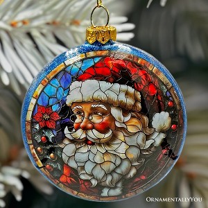 Wonderful Santa Claus Stained Glass Christmas Ornament, Holiday Tree Portrait Decor| OrnamentallyYou - 1 of 4