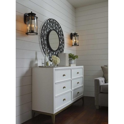 Squire Black and Bronze 2-Light Medium Wall Lantern with Clear Glass Shade
