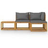 vidaXL Acacia Wood Patio Lounge Set - Luxury Outdoor Seating Furniture with Cushion - Modular Design - Includes Coffee Table - Dark Gray Cushions - 3 of 4