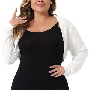 Agnes Orinda Women's Plus Size Long Sleeve Cropped Open Front Cardigans - 1 of 4