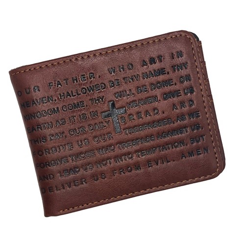 Steeltime Men's Our Father Prayer Vegan Leather Brown Wallet - image 1 of 2