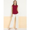 INSPIRE CHIC Women's Ruffled Curved Hem Business Office Vintage Sleeveless Blouse - 3 of 4