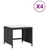 vidaXL Patio Stools with Cushions 4 pcs Black 15.7"x15.7"x13.8" Poly Rattan - 2 of 4