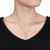 EVERLY JEWELRY | Sterling Silver 1/10 CT TW Diamond and Aquamarine Halo Pendant with Chain, 18 inc - 3 of 4