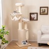 Tangkula 74" Tall Wooden Cat Tower Tree w/ 2-Story Cat Condo 2-Style Hammocks - 2 of 4