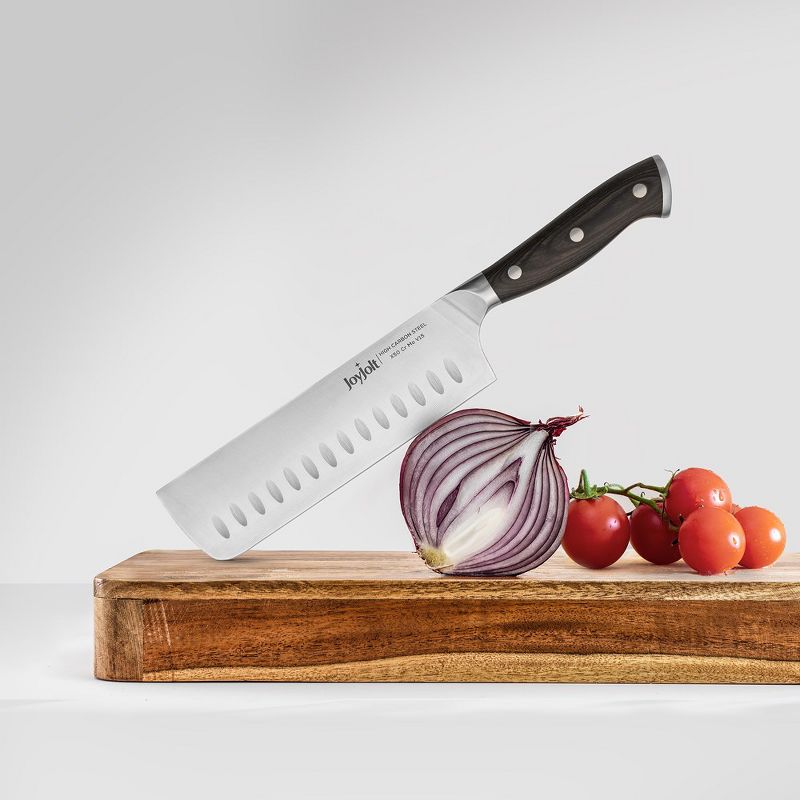 JoyJolt 7” Nakiri Knife Stainless Steel Kitchen Knife, 4 of 8