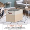 Ornavo Home 6 Pack Linen Fabric Storage Cube Bin with Faux Leather Handles - 3 of 4