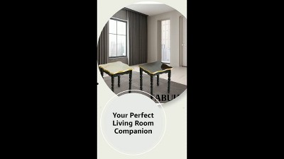 Square Black and Gold Wooden Accent End Table