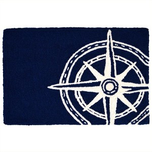 Jellybean Nautical Compass Doormat – Navy 20"x30" Indoor/Outdoor Mat for Beach Homes, Boats & Entryways - 1 of 3