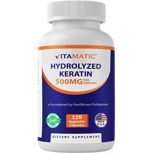 Hydrolyzed Keratin 500mg per Serving - 120 Vegetarian Capsules - 1 of 4