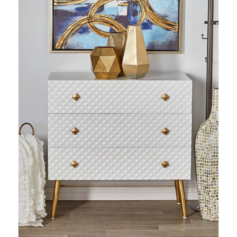 Modern 3 Drawer Wooden Chest White - Olivia &#38; May, 3 of 19