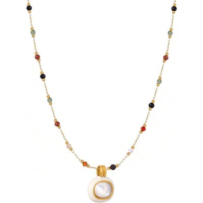 multicolour necklace + white pendant