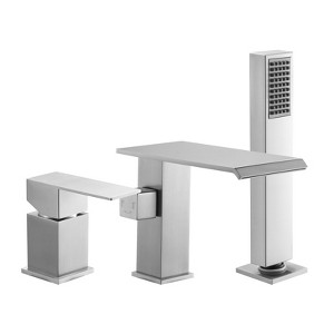 VEVOR Roman Tub Faucet, 3 Hole Waterfall Bathtub Faucet, Roman Bathtub Faucets Set with Shower Head & 1 Handle, Deck Mount Bath Tub Faucets Set,Silver - 1 of 4