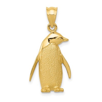 Black Bow Jewelry 14k Yellow Gold Textured Penguin Pendant