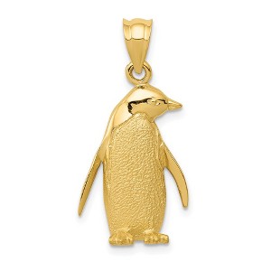 Black Bow Jewelry 14k Yellow Gold Textured Penguin Pendant - 1 of 4
