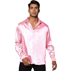 Lars Amadeus Men's Long Sleeves Button Down Prom Party Satin Dress Shirts - 1 of 4