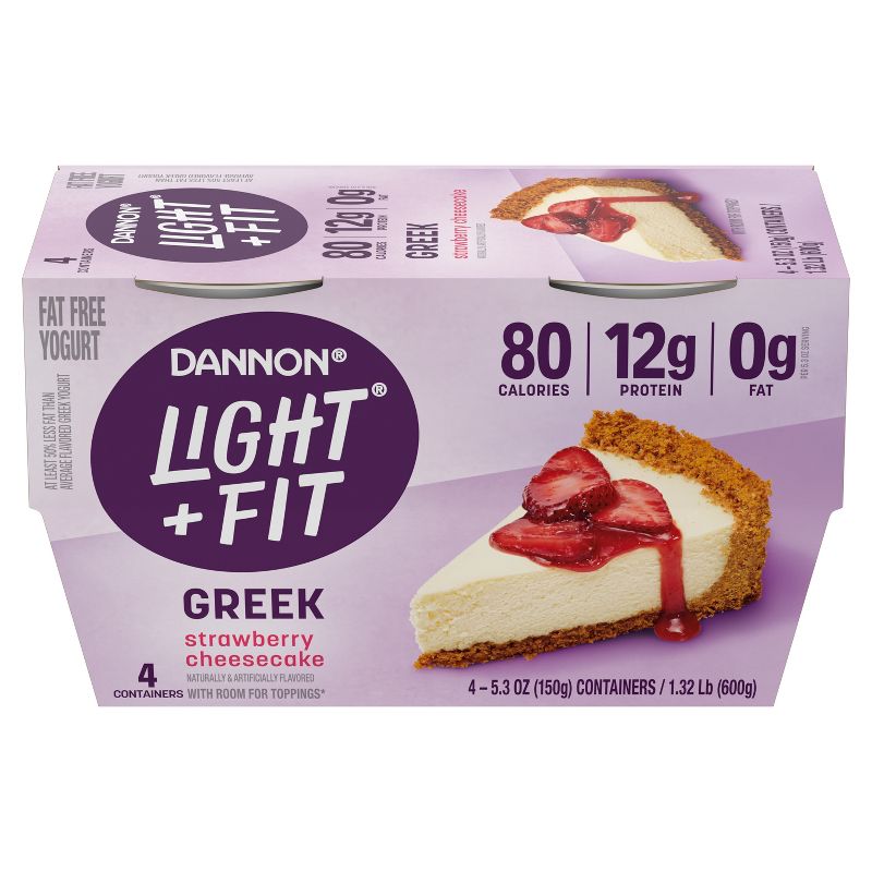 Light + Fit Nonfat Gluten-Free Strawberry Cheesecake Greek Yogurt - 4ct/5.3oz Cups, 3 of 9